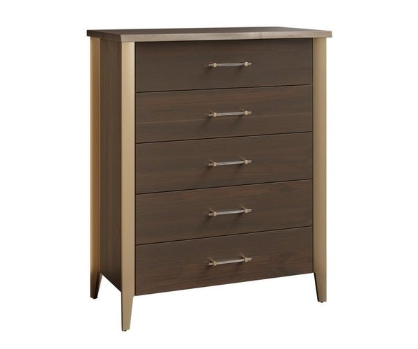 Amish 36 or 42 Wide Olivieri 5-Drawer Chest shown in Rustic Walnut with Creekslate Stain