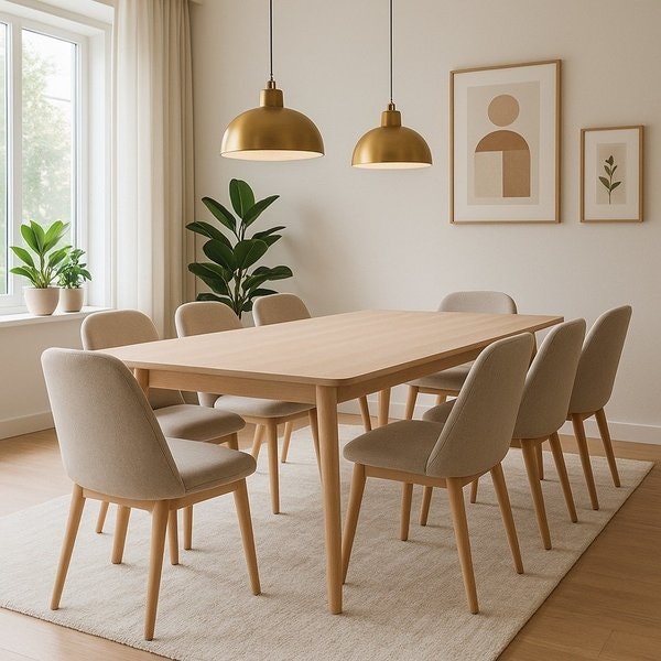 Amish Handcrafted Cabot Mid-Century Modern Rectangular Leg Dining Table