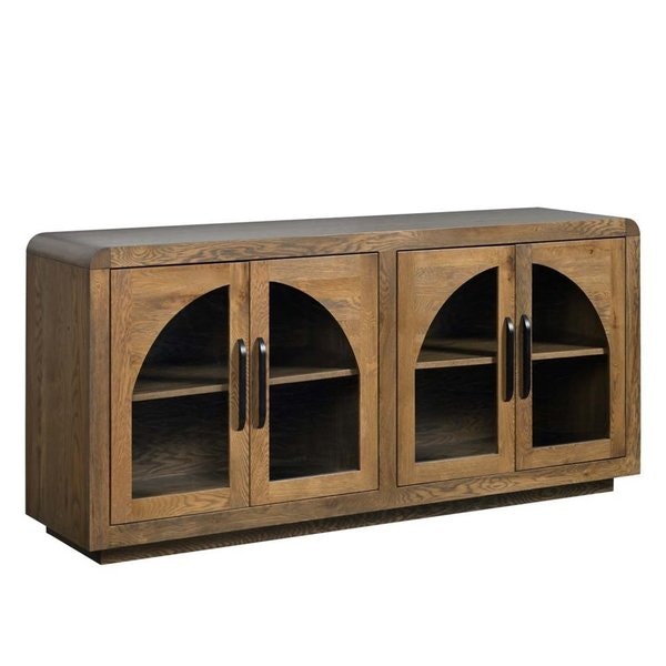 Amish Bellevue Contemporary Sideboard with Arched Doors and Plinth Base