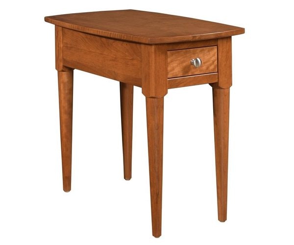 Amish 16 or 23 1/4 Wide Milan Mid Century End Table with 1 Drawer shown in Rustic Cherry with Seely Stain