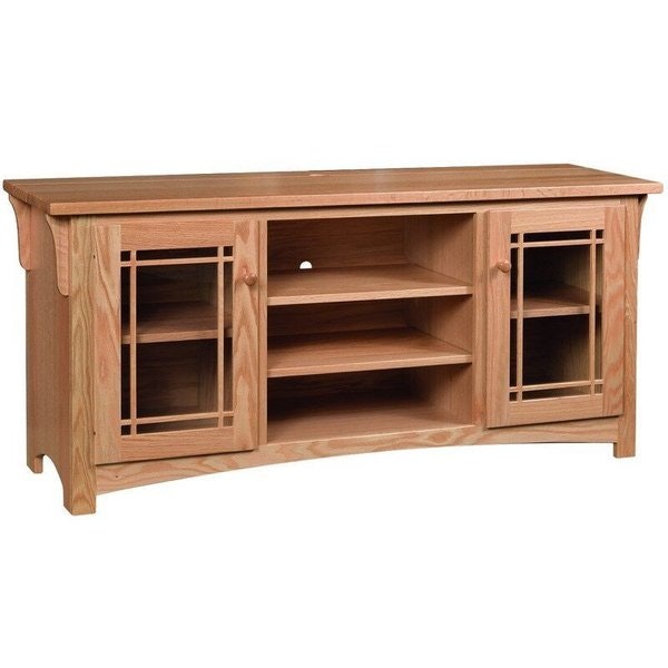 Amish Media Cabinet with Glass Doors