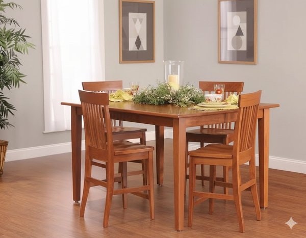 Amish Valley Shaker 5-Piece Dining Set Includes Table & 4 Chairs