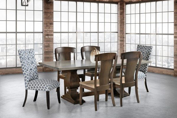 Amish Madison West Kimpton 7-Piece Dining Set Includes Table, 2 Upholstered Side Chairs & 4 Wood Side Chairs
