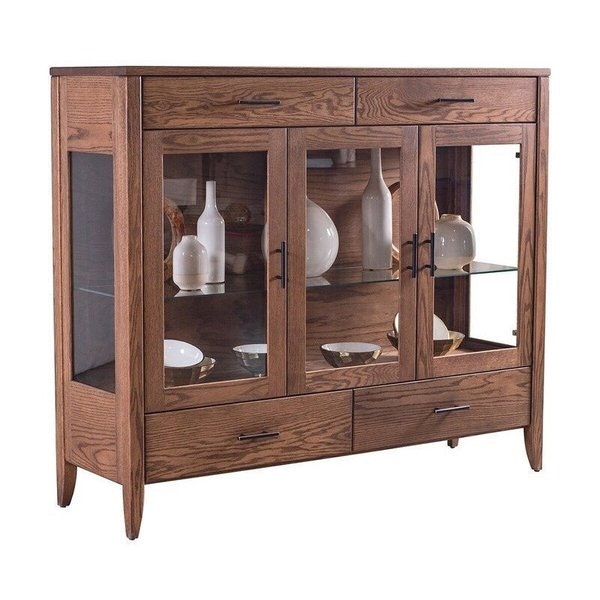 Amish Splendor Modern Sideboard with Glass Doors - Quick Ship