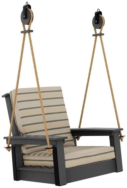 Amish Java Poly Outdoor Chair Swing with Cushions