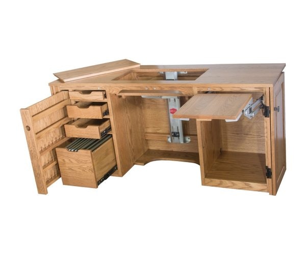 Amish Naomi Solid Wood Sewing Cabinet with Removable Top - Choose Size