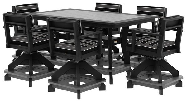 Amish Miller Poly Outdoor 7-Piece Counter and Bar Set Includes Table and  6 Swivel Counter/Bar Chairs