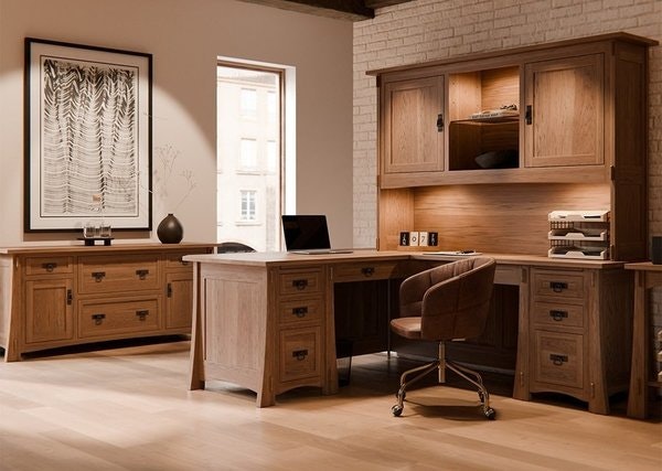 Amish Whiteridge Office 2-Piece Set Includes Corner Desk & Credenza