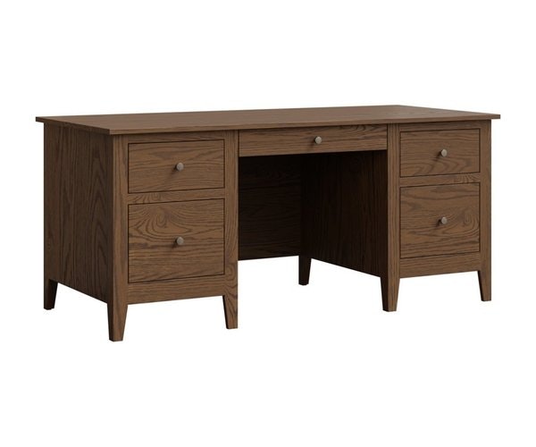 Amish Heartland Oak Wood 67" Executive Desk - Quick Ship