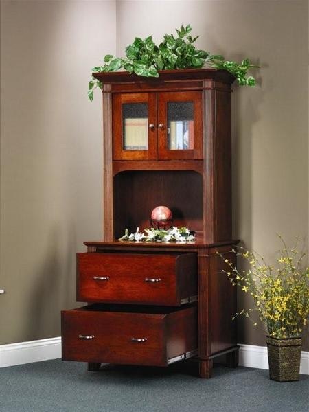 Amish Artisan Reserve Executive Lateral File Cabinet with Open Hutch Top