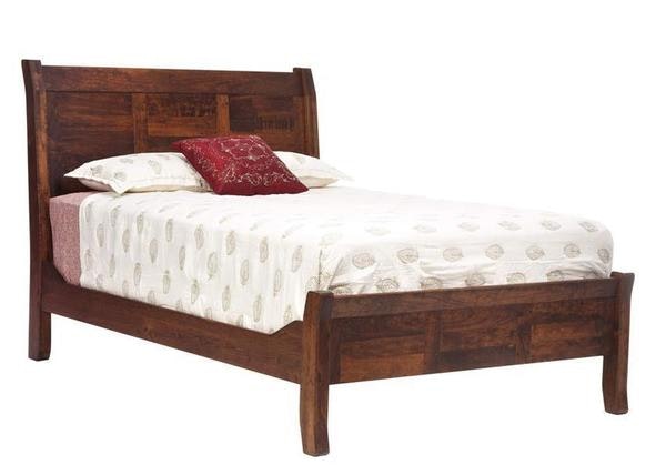 Amish Furniture Alex Sleigh Bed Shown in Rustic Cherry Wood with Michaels Cherry Finish