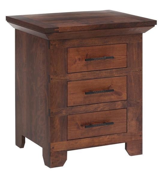 Amish Alex 24 Night Stand with 3 Drawers Shown in Cherry Wood with Michaels Cherry Finish
