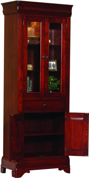 Amish San Marco 30 Side Bookcase with 4 Doors and 1 Drawer  Shown in Cherry Wood with Lauras Cherry Finish