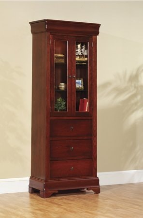 Amish 30 Wide San Marco Side Bookcase with Drawers Shown in Cherry with Lauras Cherry Finish