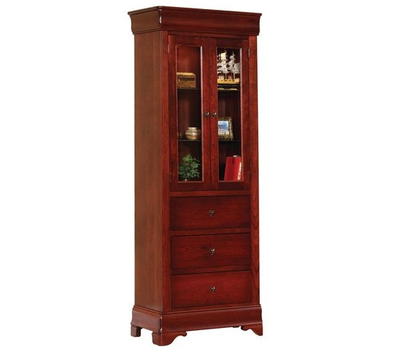 Amish San Marco Side Bookcase with Drawers