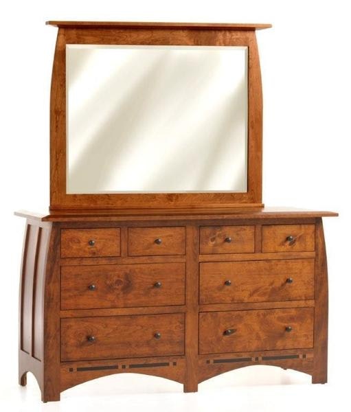 Amish 66 Napa Valley 8 Drawer Dresser with Ebony Inlays Shown in Rustic Cherry with Michaels Cherry Finish