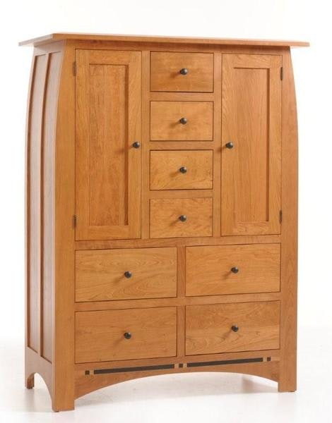 Amish 48 Wide Napa Valley Chifforobe with 2 Doors and 8 Drawers Shown in Cherry with Autumn Wheat Finish