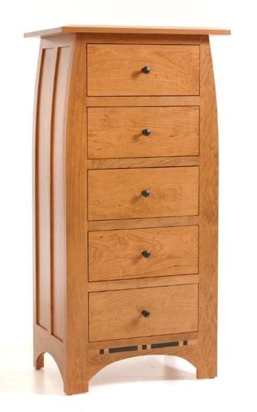Amish 57 Tall 5 Drawer Napa Valley Lingerie Chest Shown in Cherry wood with Autumn Wheat Finish