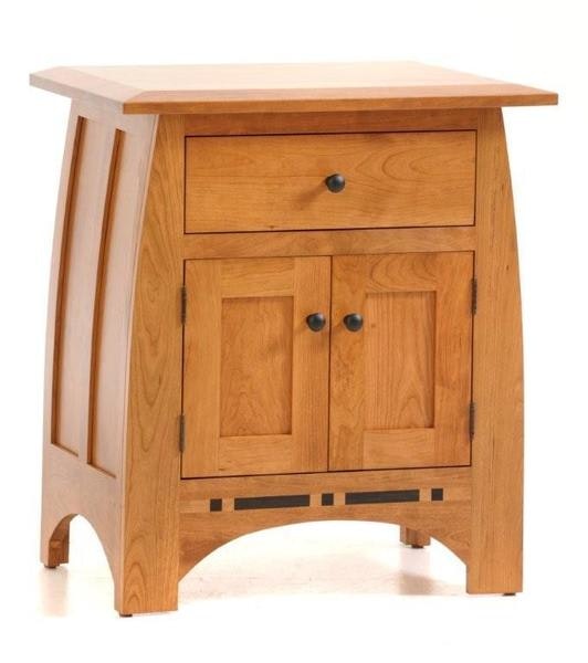 Amish 28 Wide Napa Valley Night Stand with 2 Doors, 1 Drawer, and Ebony Inlays Shown in Cherry with Autumn Wheat Finish