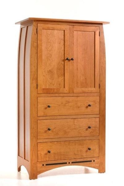 Amish 72 Tall Napa Valley Armoire with 2 Doors and 3 Drawers Shown in Cherry with Autumn Wheat Finish