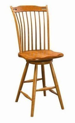 Amish Thumb Back Swivel Counter and Bar Stool