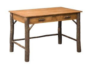Lincoln Hickory Wood Desk with Two Drawers