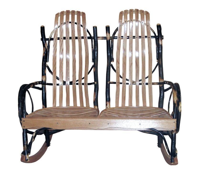Double Rustic Hickory Twigs Rocker for Two | DutchCrafters