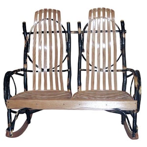 Double Rustic Hickory Twigs Rocker for Two | DutchCrafters