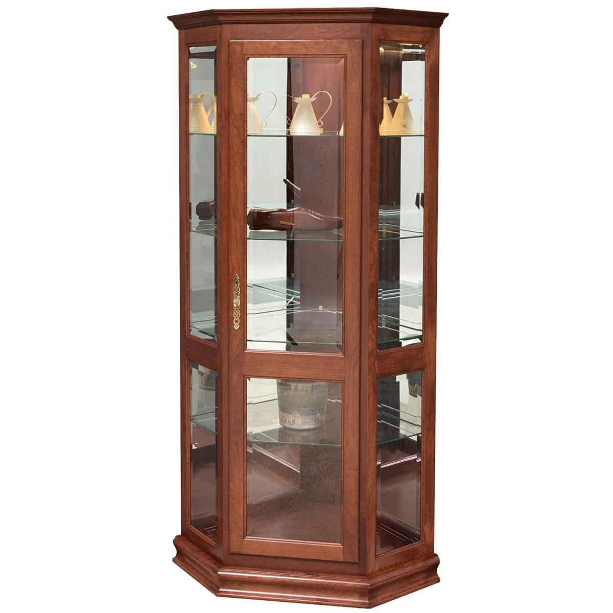 Solid Wood Corner Curio Cabinet from DutchCrafters Amish Furniture