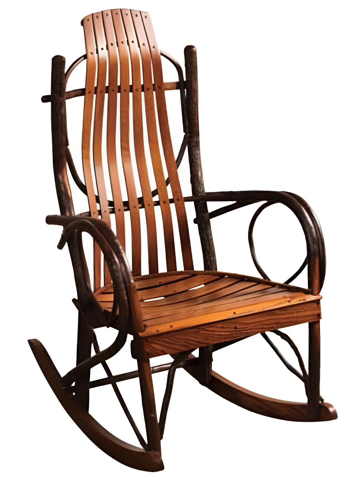 Jumbo Rustic Hickory Rocker with Curved Frame | DutchCrafters