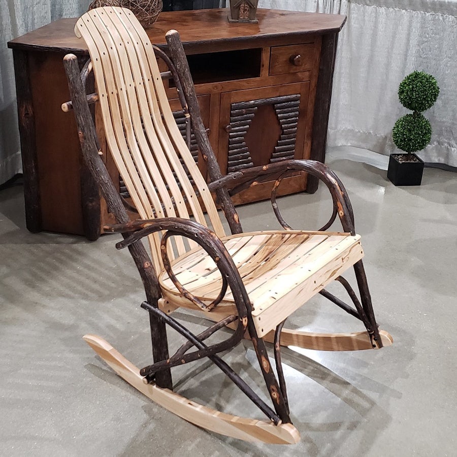 Jumbo Rustic Hickory Rocker with Curved Frame | DutchCrafters
