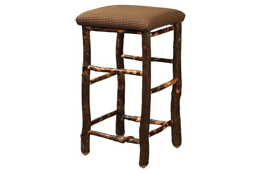 Rustic Square Backless Upholstered Bar Stool | DutchCrafters