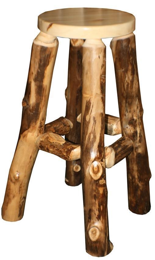 Rustic Backless Log Bar Stool from DutchCrafters Amish Furniture