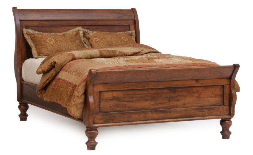 Heavy Distressed Miriam Sleigh Bed From DutchCrafters Amish Furniture