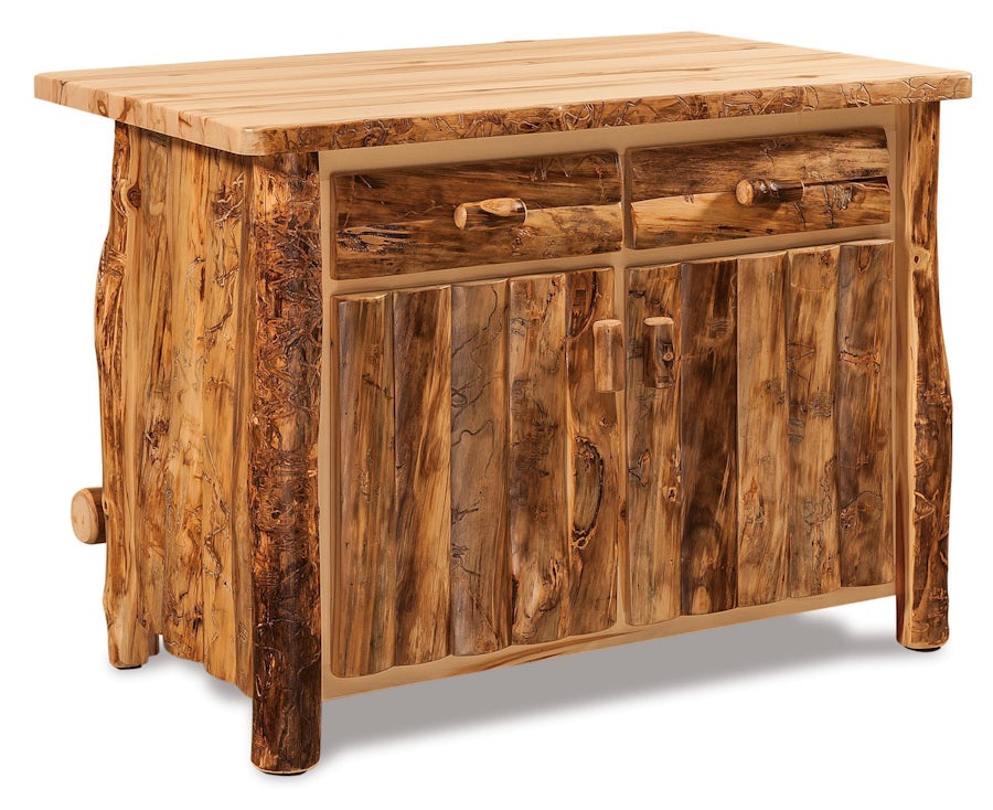 Rustic Aspen Wood Kitchen Island from DutchCrafters Amish Furniture