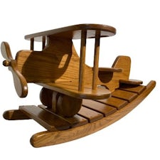 Amish Made Airplane Rocking Toy – Solid Oak Heirloom Rocker
