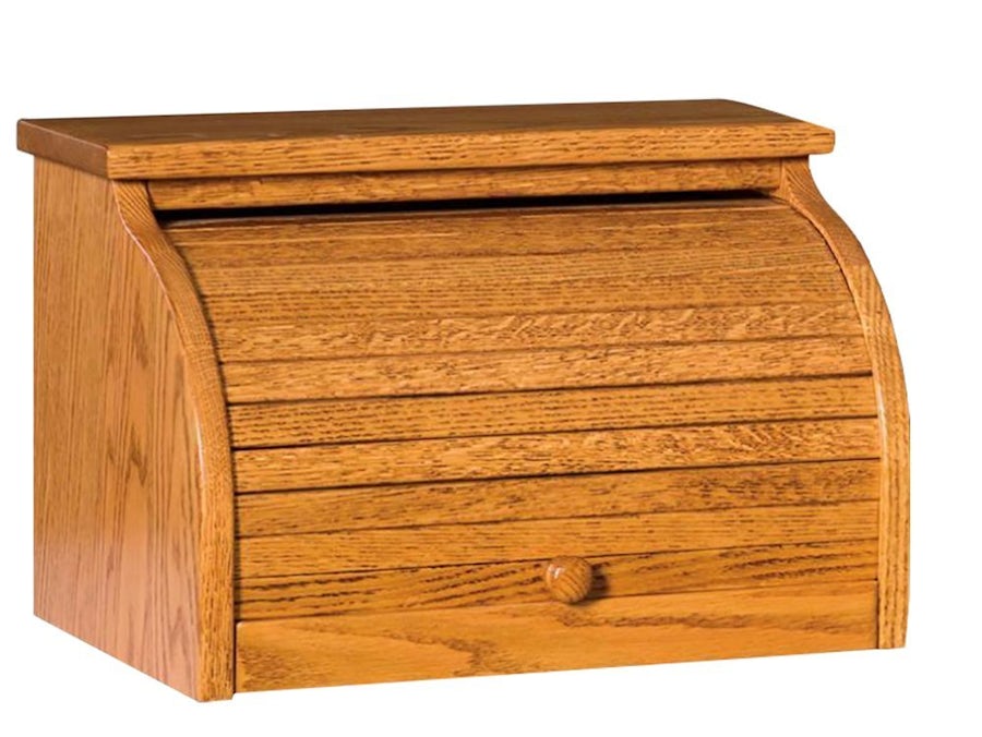 Amish Hardwood Roll Top Bread Box and Spice Rail from DutchCrafters