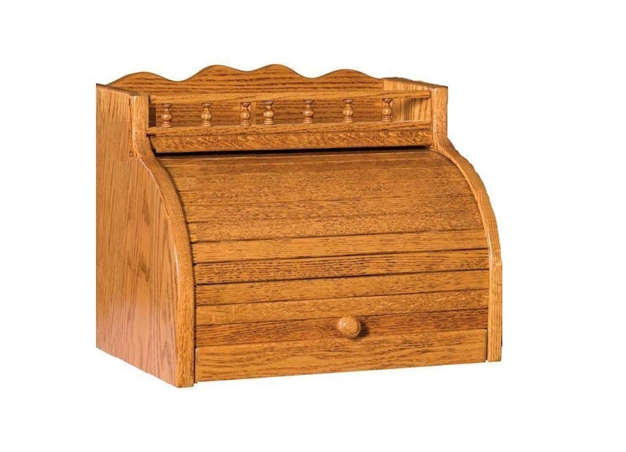 Amish Hardwood Roll Top Bread Box and Spice Rail from DutchCrafters