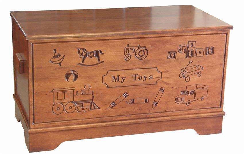 Amish Hardwood Large Carved Toy Chest by Ducthcrafters Amish