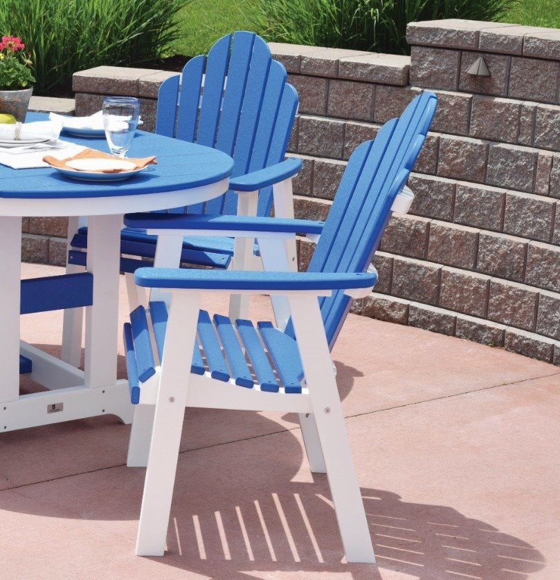 Berlin Gardens Poly Cozi-Back Dining Chair in Blue and White with Matching Table