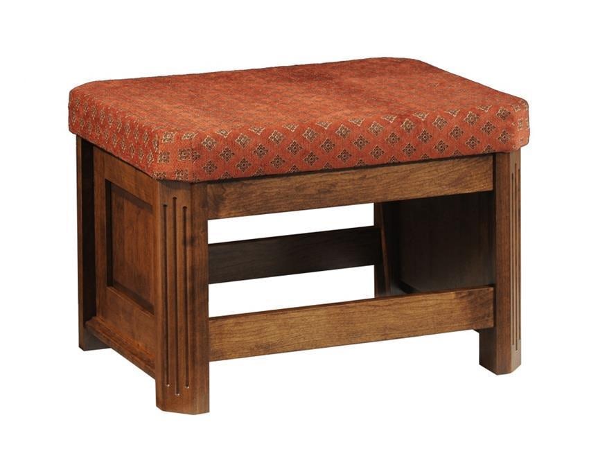 Upholstered Ottoman with Wood Trim from DutchCrafters Amish Furniture
