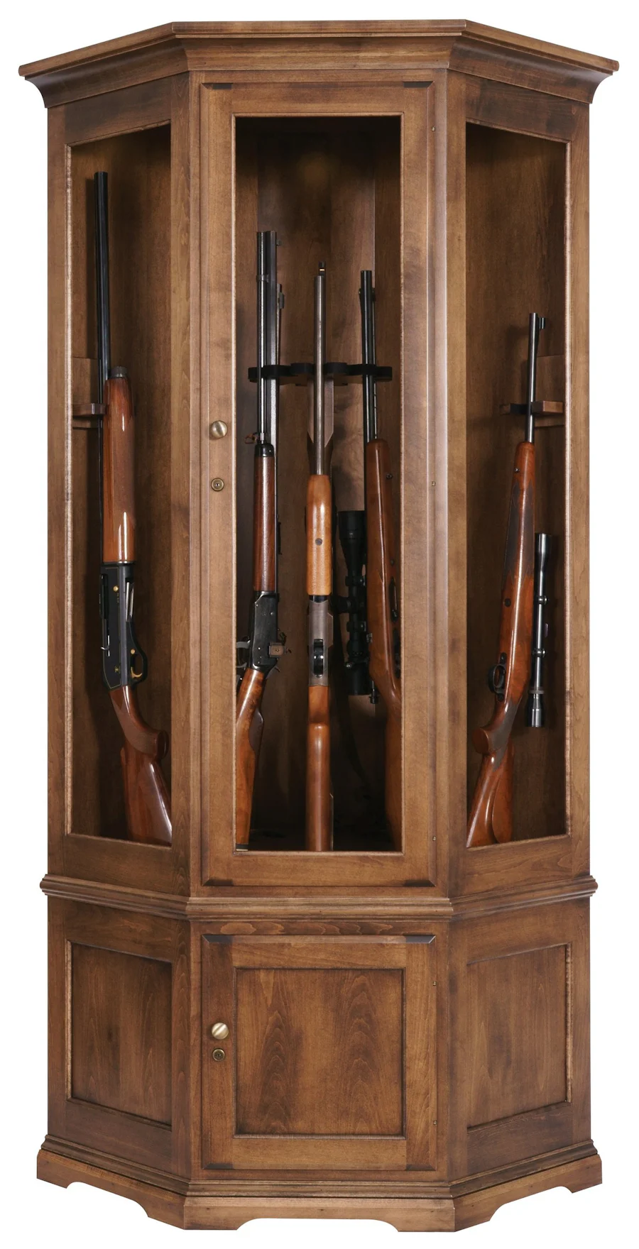 Solid Wood Corner 14 Gun Cabinet From DutchCrafters Amish Furniture