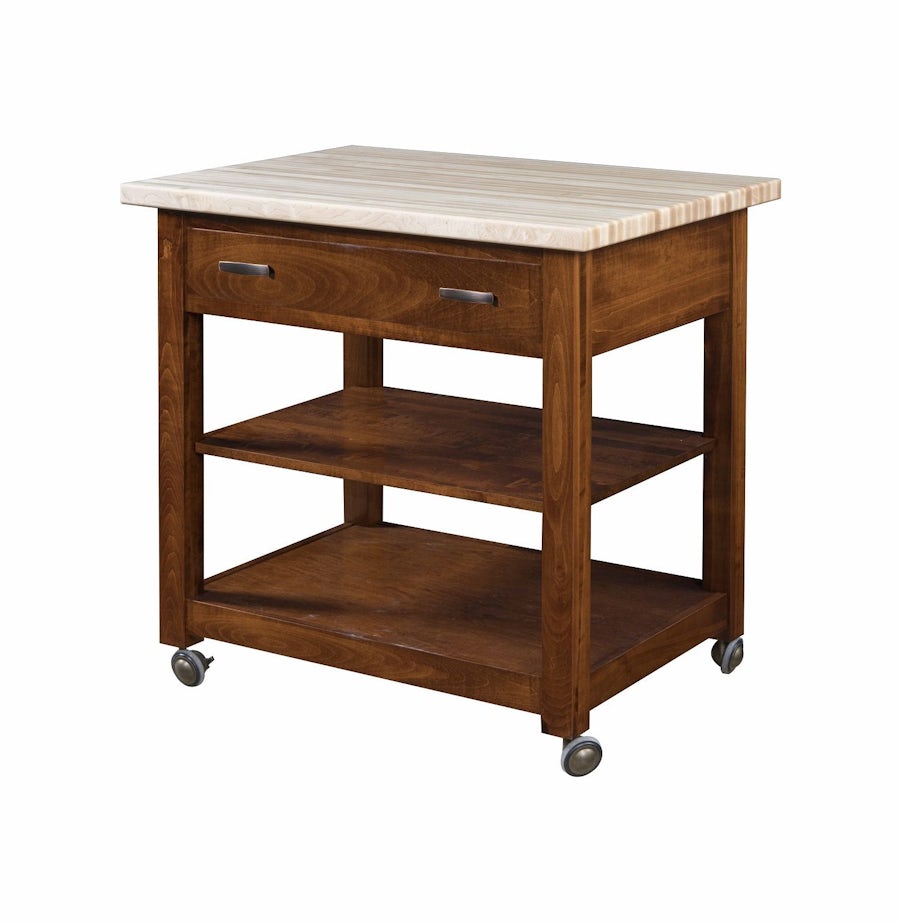 Basil Mission 33" Solid Wood Open Shelf Kitchen Island from