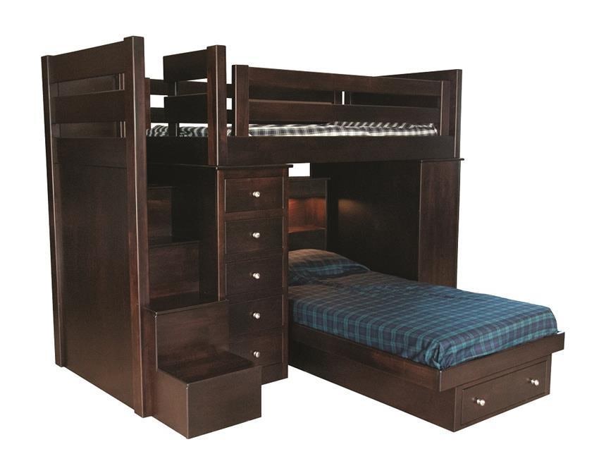 Deluxe Bunk Bed with Storage from DutchCrafters Amish Furniture