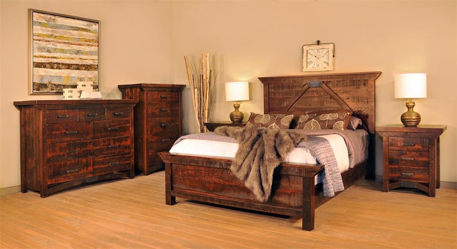 Ruff Sawn Rustic Aldora Five Piece Bedroom Set From Dutchcrafters