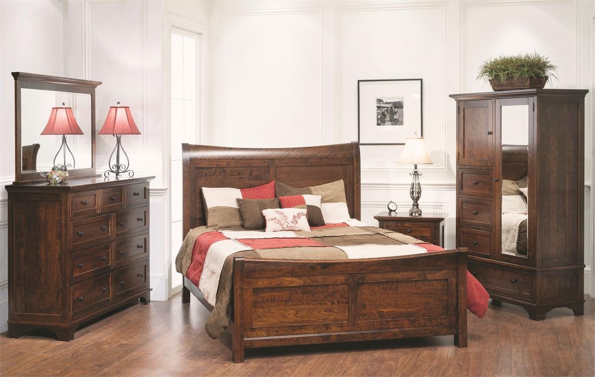 Transitional Solid Wood Sleigh Bed From DutchCrafters Amish Furniture