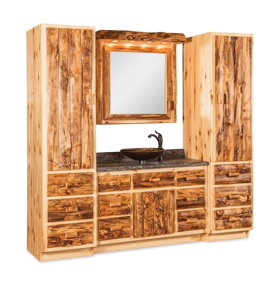 Rustic Log Cabin Bathroom Vanity From DutchCrafters Amish Furniture