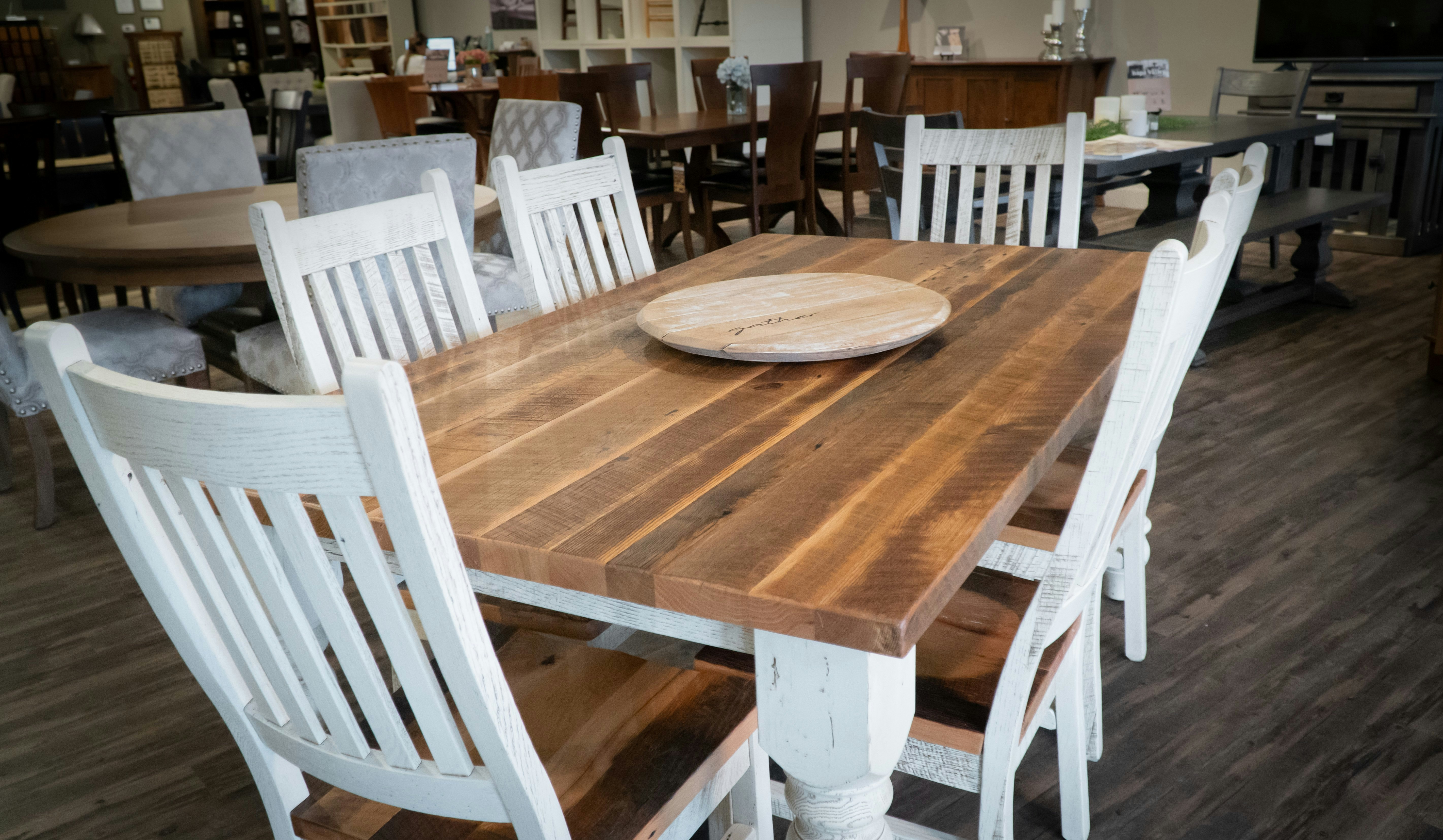 Reclaimed Barnwood Farmhouse Solid Top Dining Table From