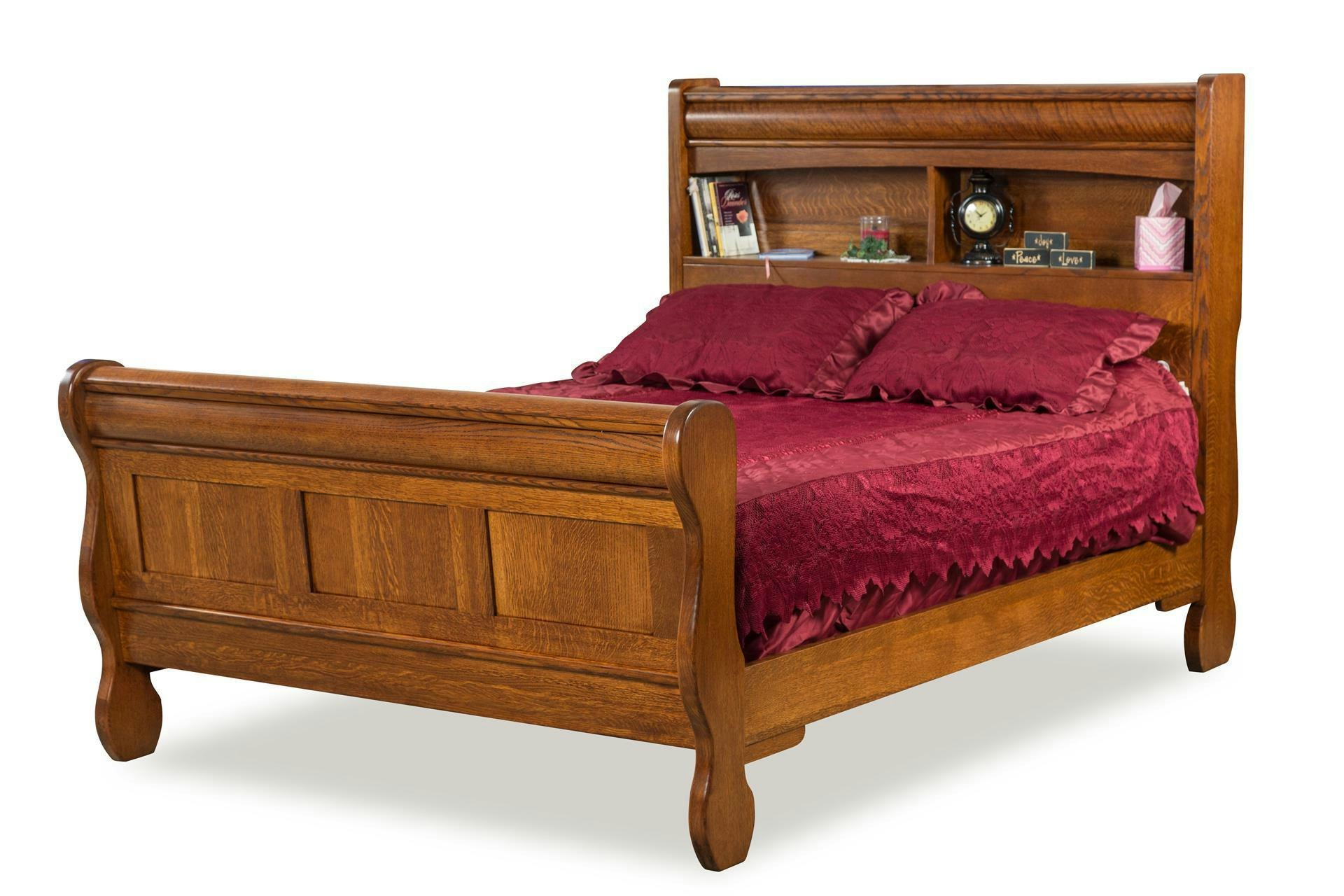 Hardwood Sleigh Bookcase Bed From DutchCrafters Amish Furniture