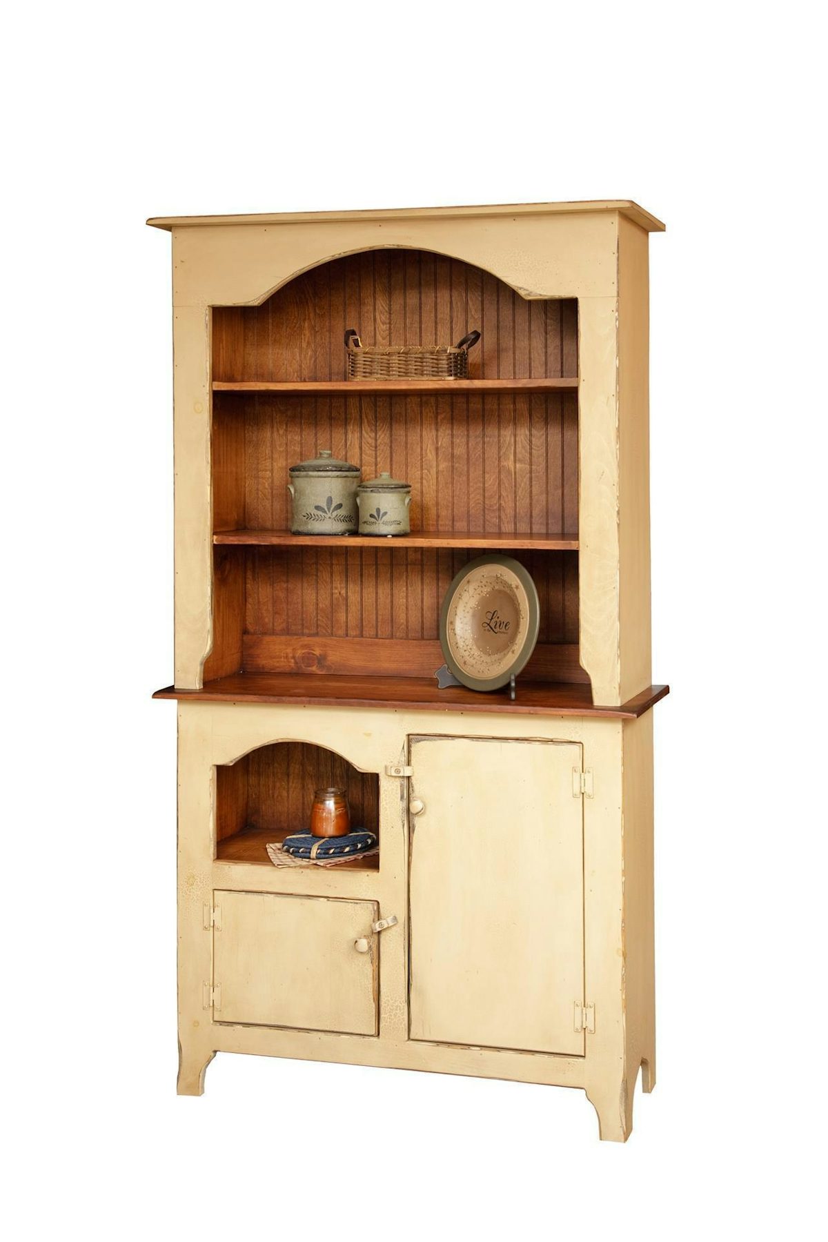Pine Wood Colonial Hutch From DutchCrafters Amish Furniture